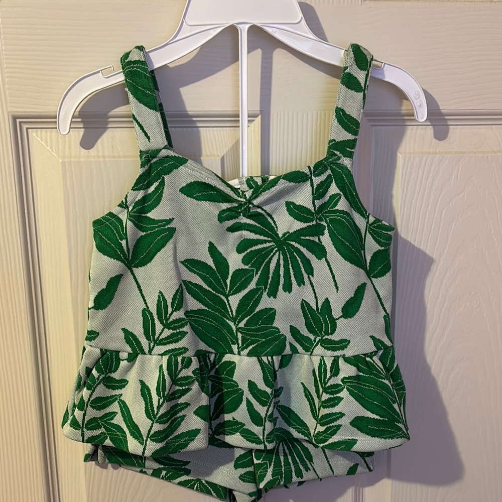 Janie and Jack Green Leaf Print Two-Piece Set